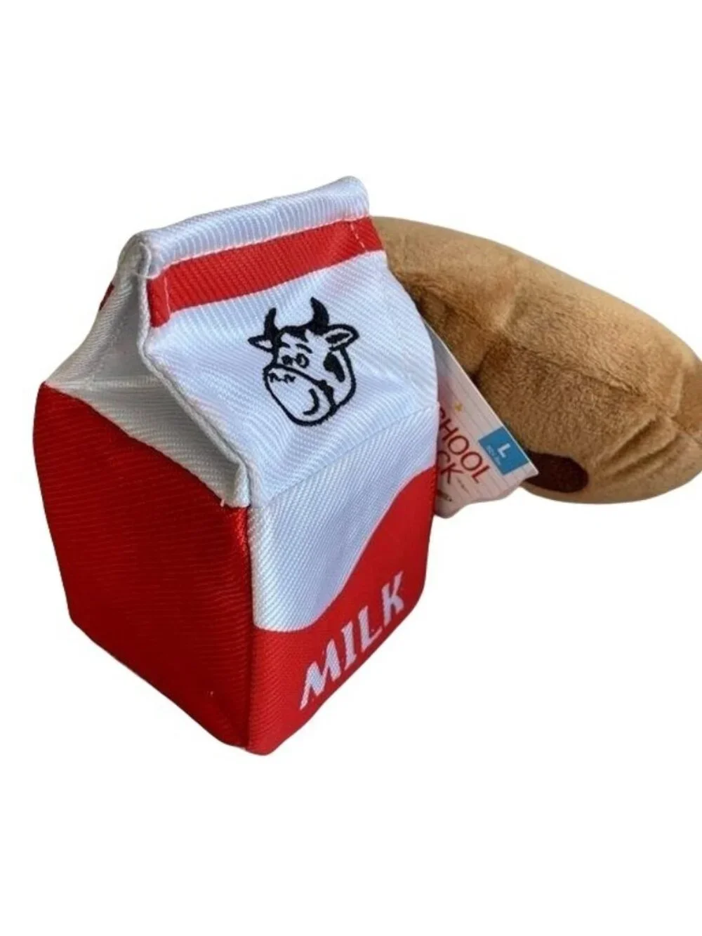 Bark Dog Chew toy Milk Coffee Set 2 Squeaker plush School Snack Pack Gift NWT